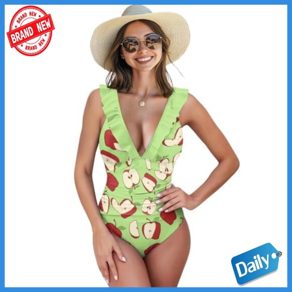 Plus Size Tummy Control One Piece Swimsuit with Chiffon Sarong Cover Up - Picture 2 of 7